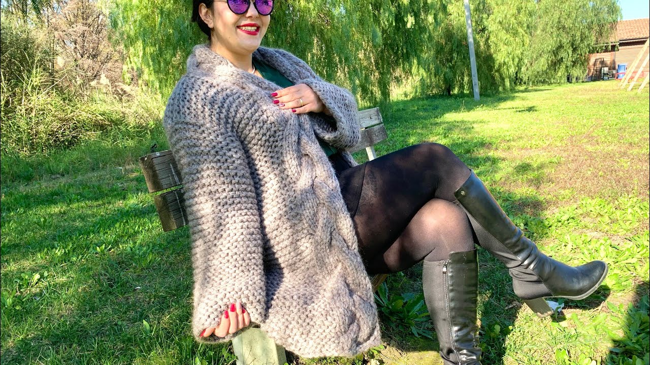 Cardigan tricotat Daniela, variata mai groasa cu trucuri  #MMihaCrochet #cardigan