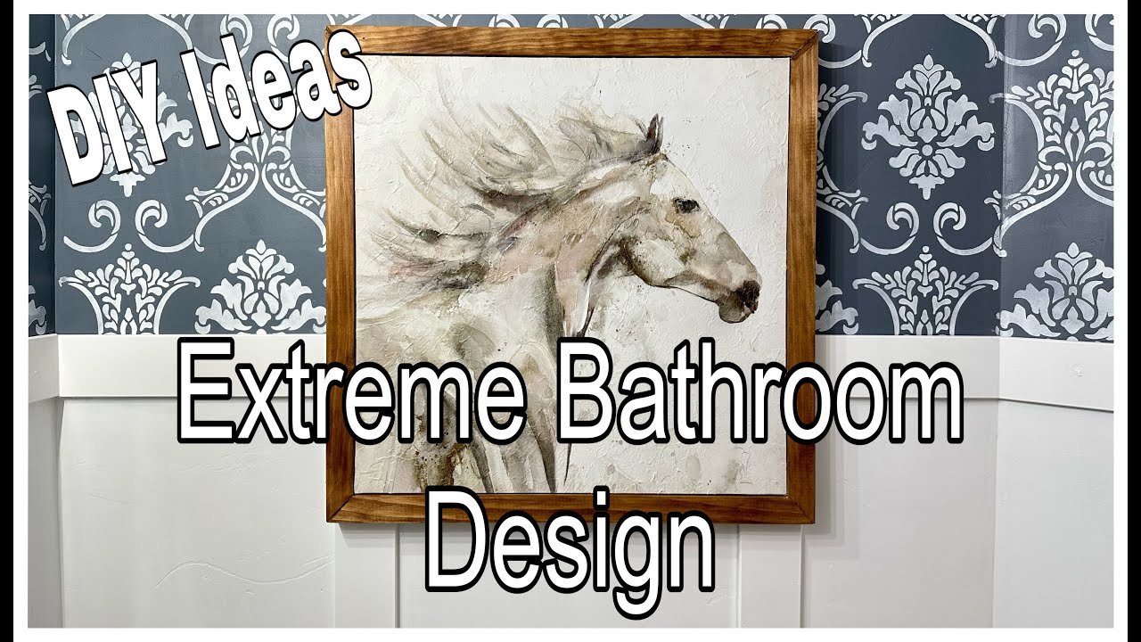 EXTREME BATHROOM MAKEOVER || Crown Molding || Board n Batten || Stencil | DIY | Practice Is Progress
