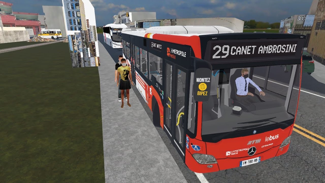 Proton bus :Nouvelle ligne 29 sur PC avec un Mercedes citaro C2 livrée : LMM. Conduite extrême.
