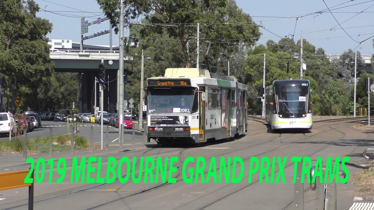 4K 2019 Melbourne Grand Prix Trams near the Casino & Clarendon St Junction