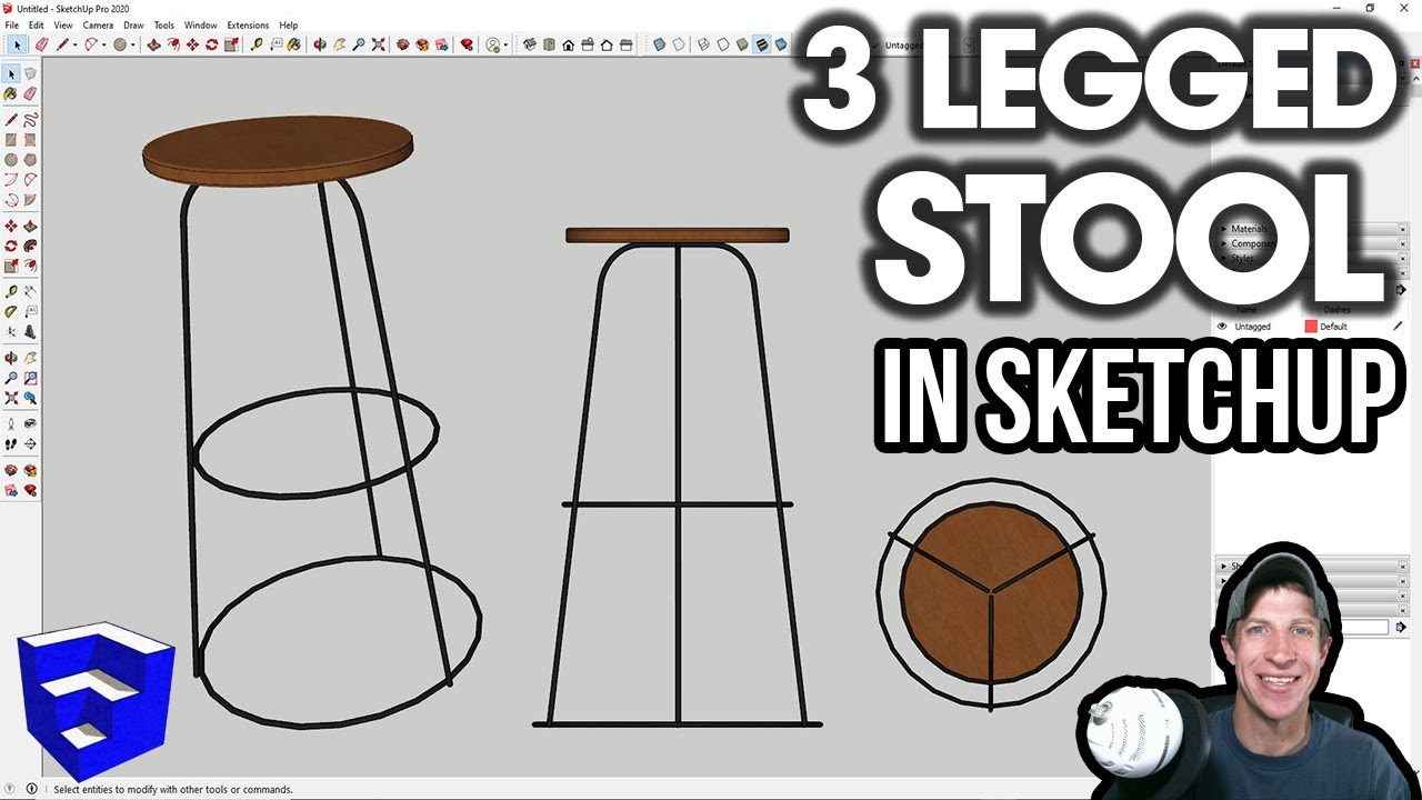 Modeling a 3 Legged Stool in SketchUp