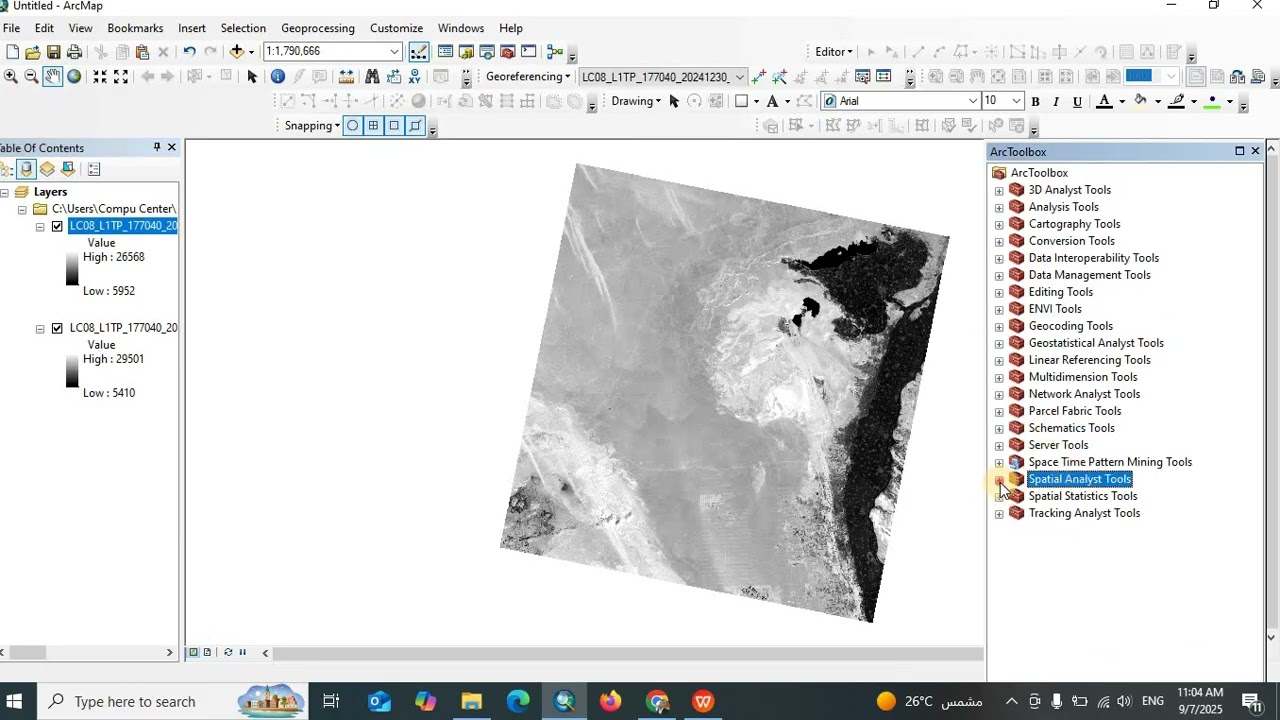 تطبيق مؤشر NDVI داخل برنامج Arc GIS