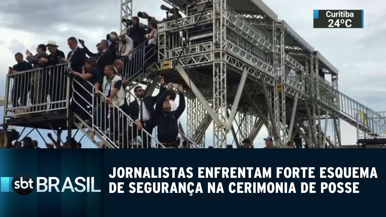 Jornalistas enfrentam forte esquema de segurança na cerimônia de posse | SBT Brasil (01/01/19)