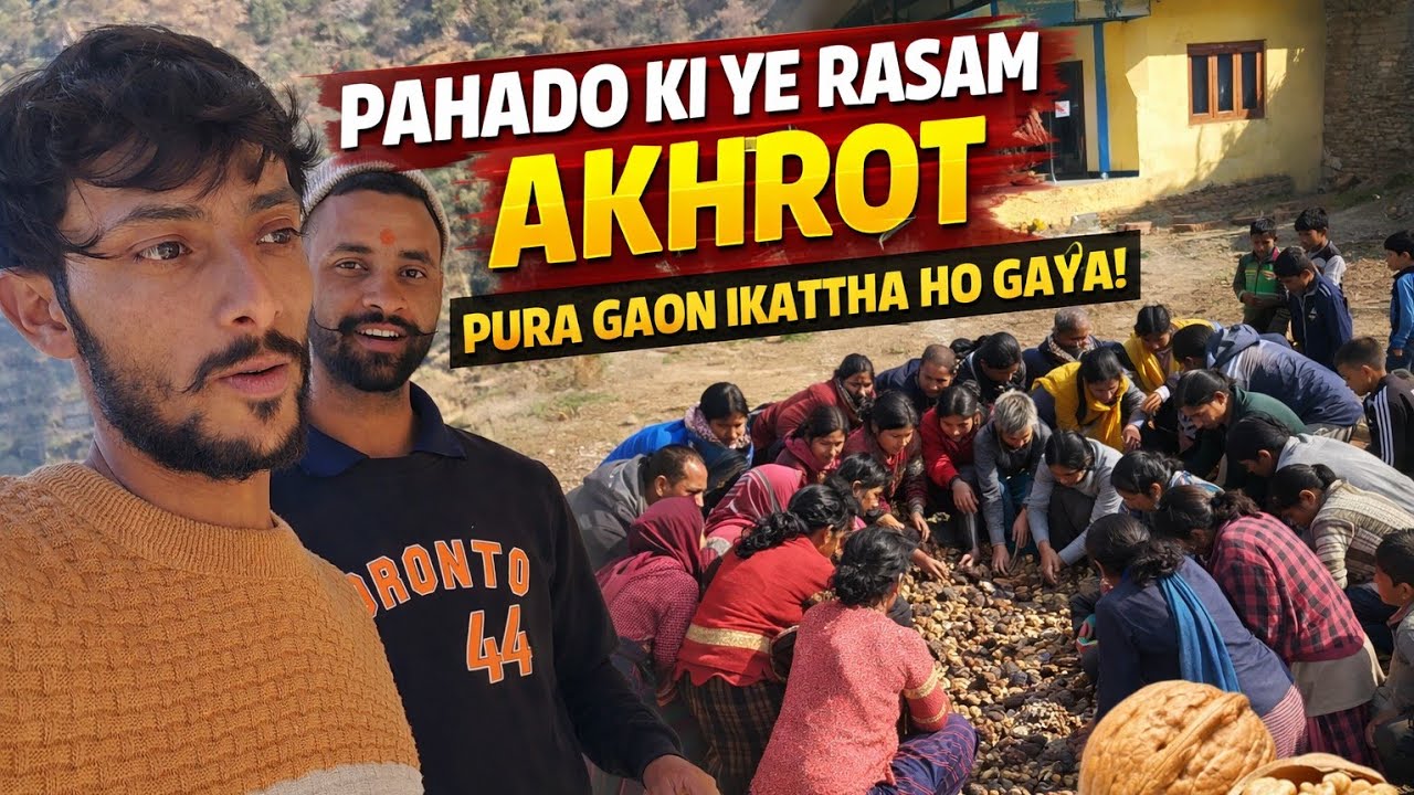 Gaon Ki Sabse Ankohi  Rasam 🌿 | Akhrot chat se girate Hi Ikattha Hua Pura Gaon😍