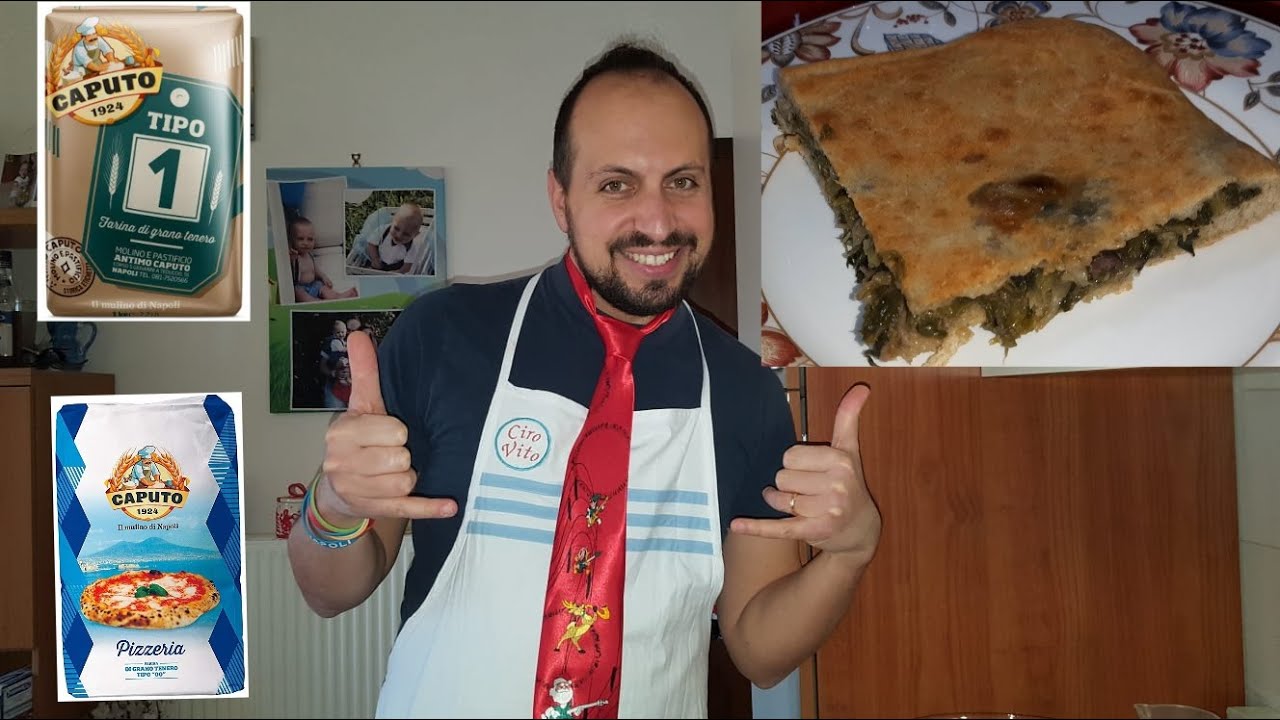 Pizza con le scarole senza impastare....80% idro...cotta nel forno di casa.
