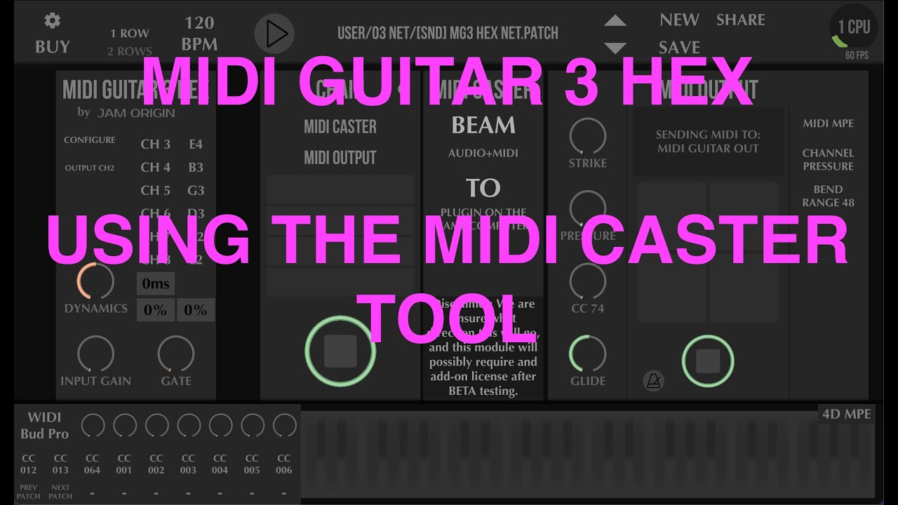 Jam Origin's MIDI Guitar 3 - Using the MIDI CASTER tool with the hex tracker