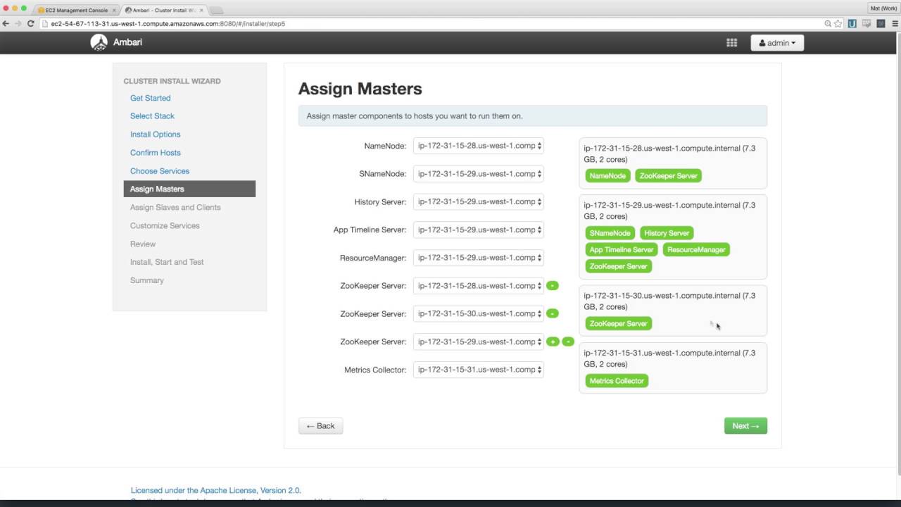 Set up cluster through Ambari web client