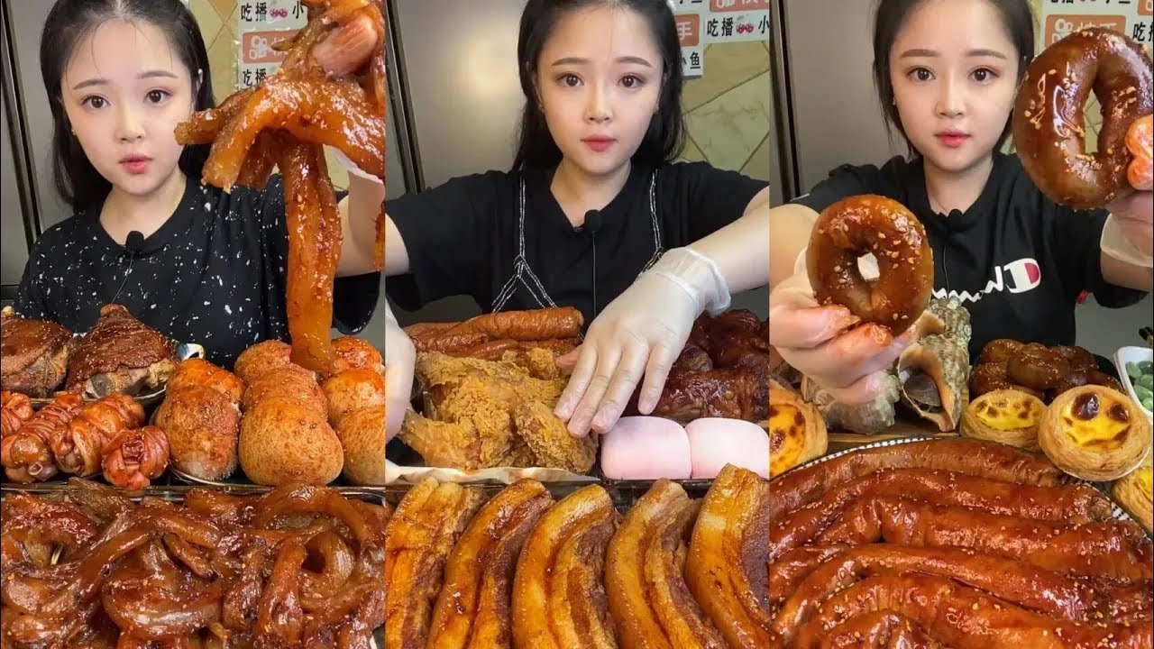 ASMR CHINESE  FOOD MUKANG EATING SHOW #11다양한 음식 고기 중국먹방쇼  中国 モッパン 咀嚼音 肥肉声控吃播