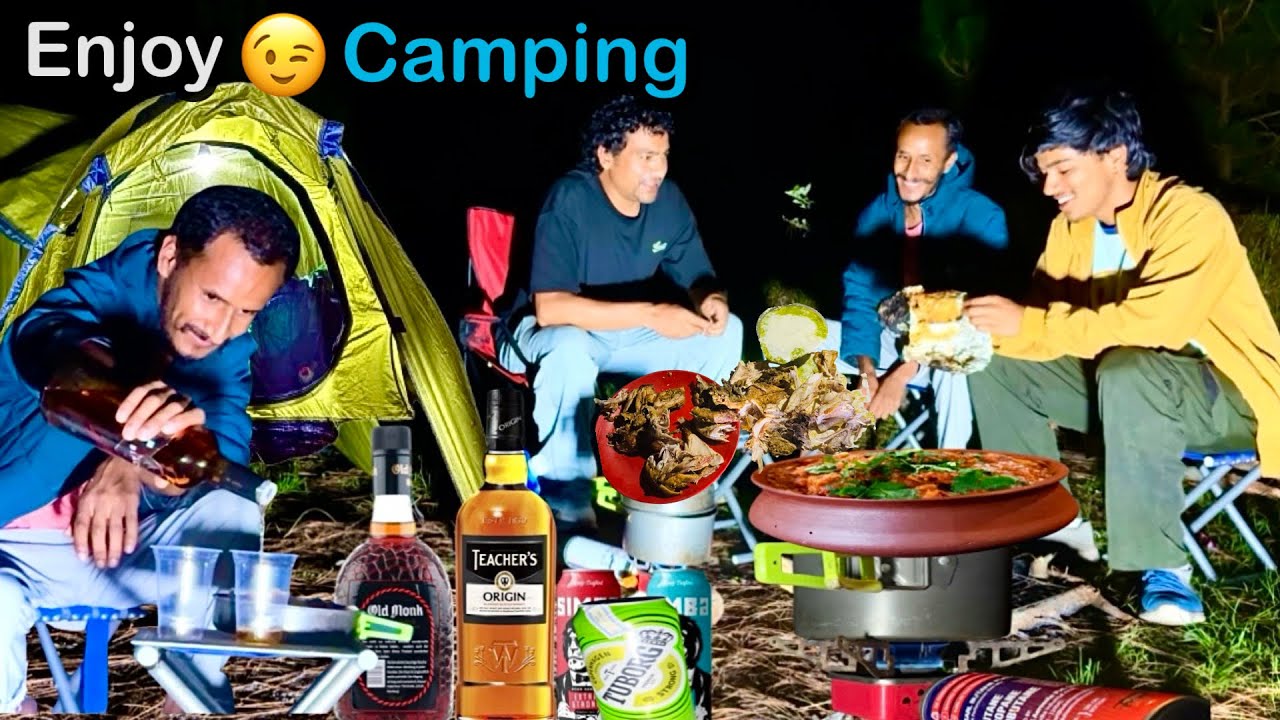 Group Camping In The Forest 🌳 | Enjoy Camping Cooking And Drinks 🍷 | Camper Life