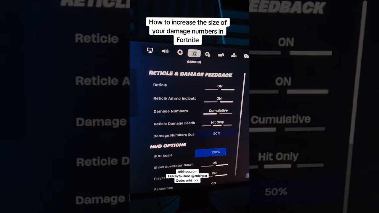 How to increase the size of your damage numbers in Fortnite #fortnitetips