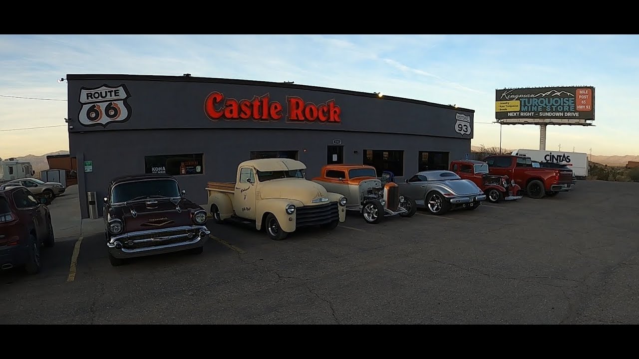Driving the 1953 Oldsmobile to breakfast at the Castle Rock Ranch Restaurant in Golden Valley, Arizo