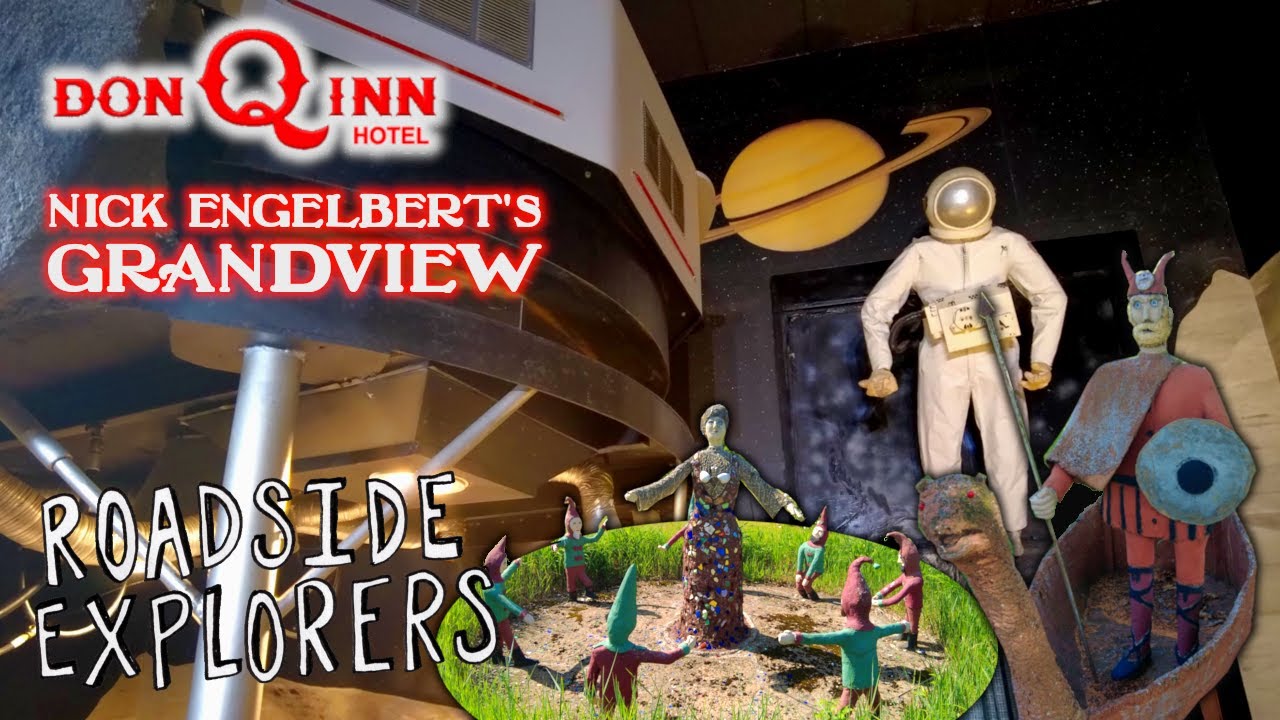 DON Q INN & NICK ENGELBERT'S GRANDVIEW Themed Hotel & Folk Art Garden From the 1930s