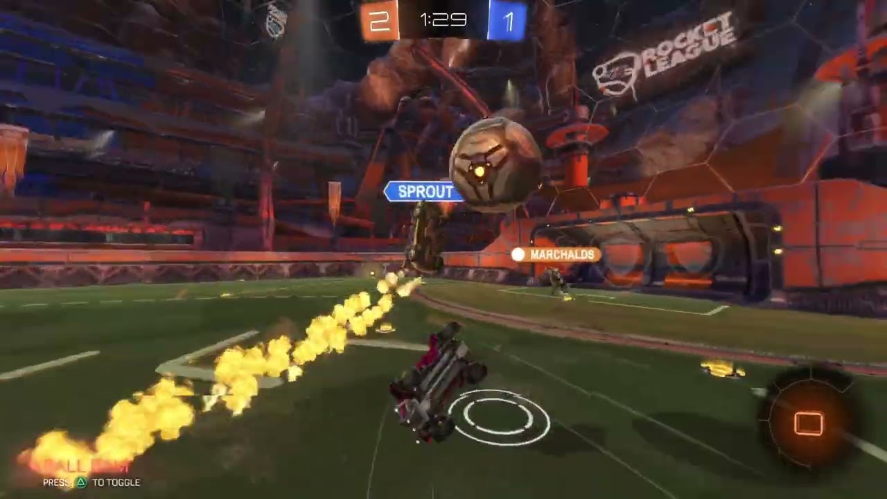 Winning against the other team and my toxic teammate in rocket league!