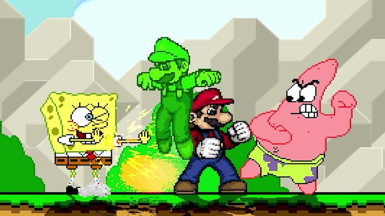 NOT FAIR!!! SPONGEBOB & PATRICK STAR GOT LASERS AND A BIG BOULDER OF ROCK 😂 BATTLE OF DUOS PART 1