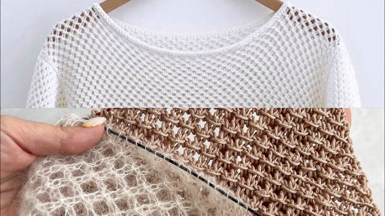 Еще одна сетка спицами! Очень просто! Узор Болгарский крест. Knitting pattern!