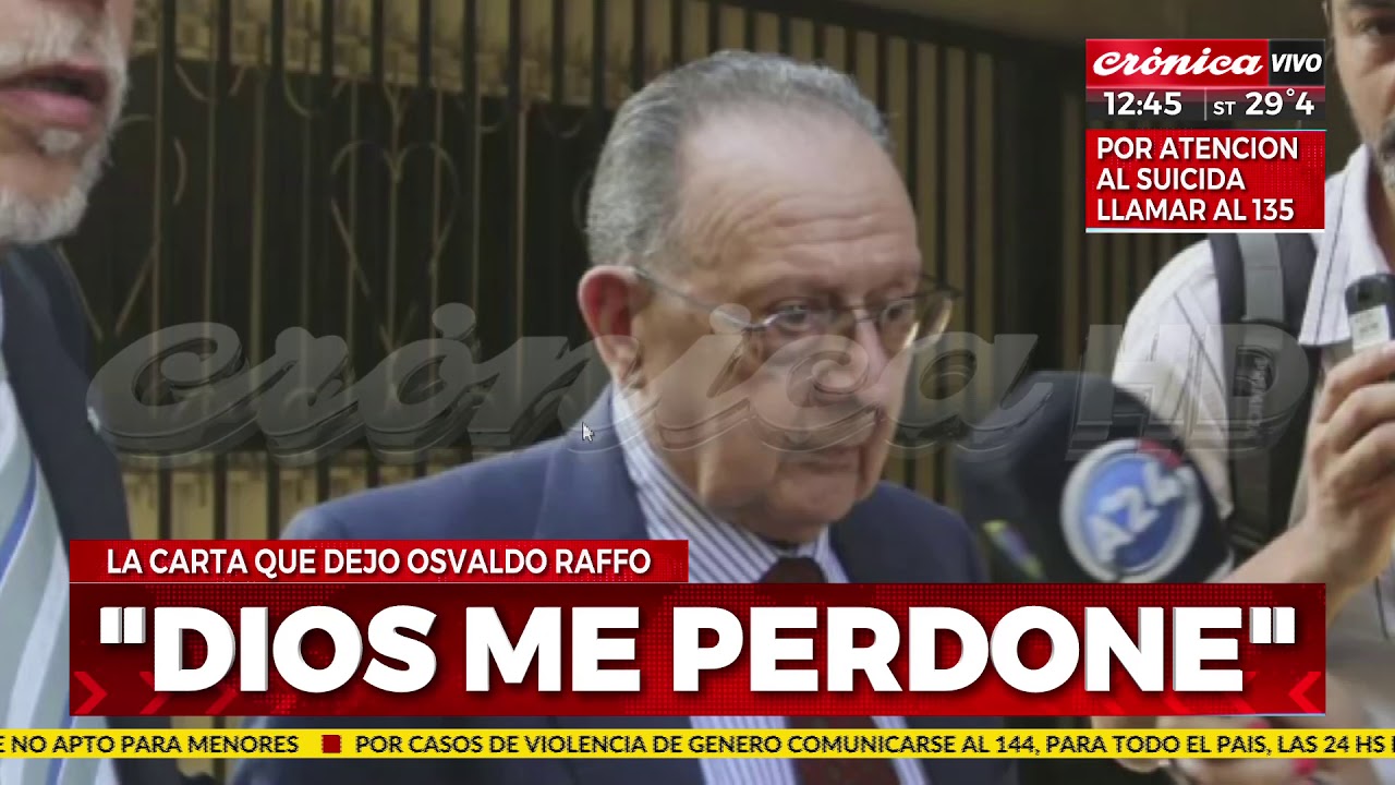 Esta es la carta que dejó Osvaldo Raffo, antes de suicidarse
