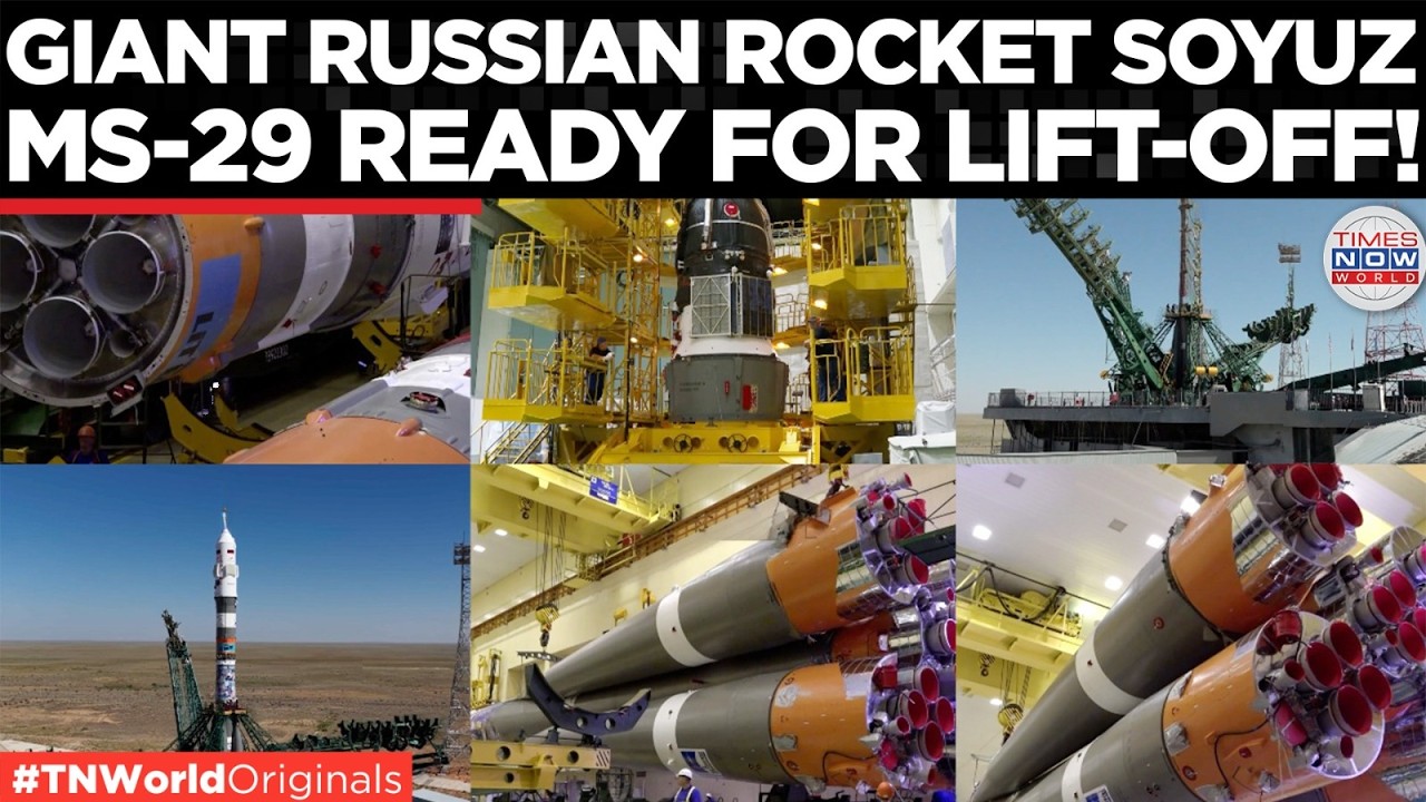 WATCH: Massive Rocket Erected on Baikonur Launch Pad Ahead of Crewed ISS Mission | Times Now World