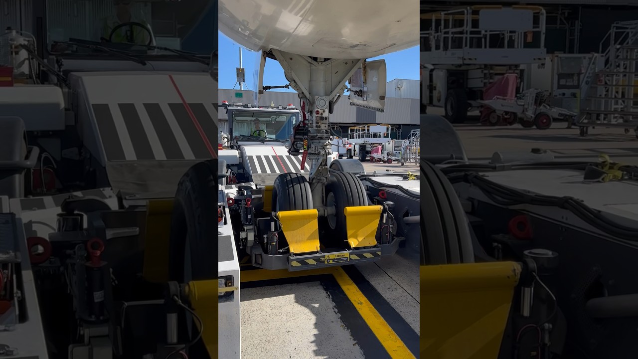 How TBL pushback tractor lift nose gear.