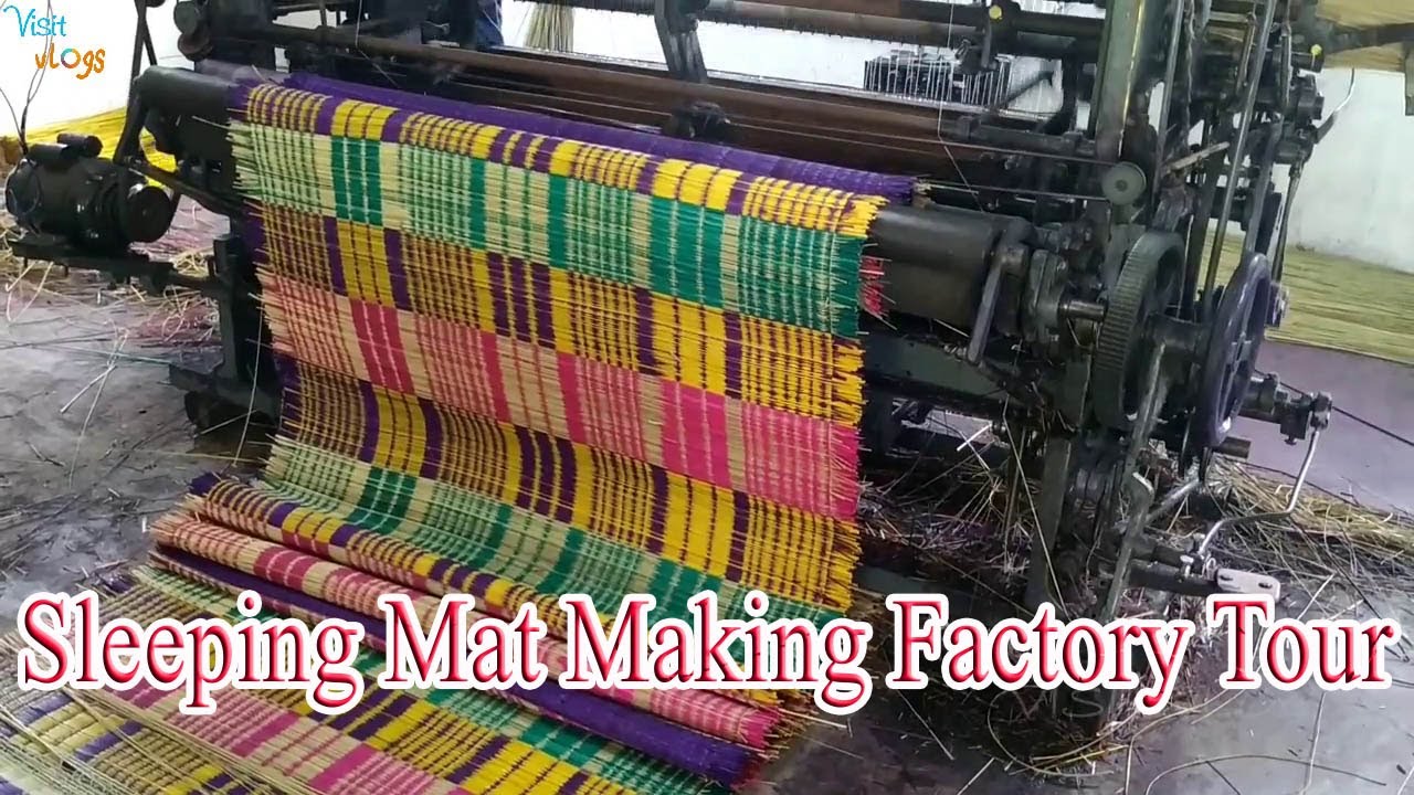korai mat making process korai pai manufacturing, sleeping mat making by machine factory visit