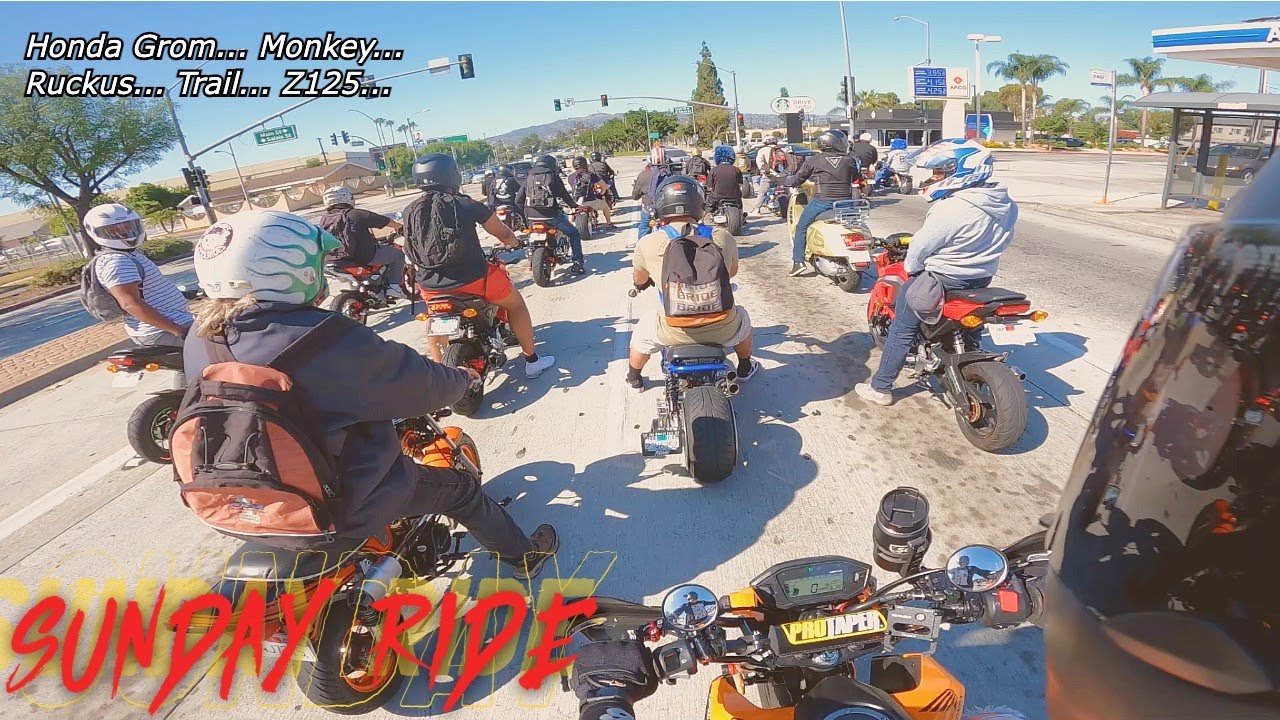 Grom Group Ride to San Pedro with DirtyRyderz including Honda Ruckus and Honda Monkey Bikes
