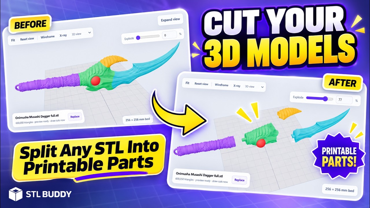 How to Cut 3D Models Into Printable Parts | STL Buddy Model Splitter