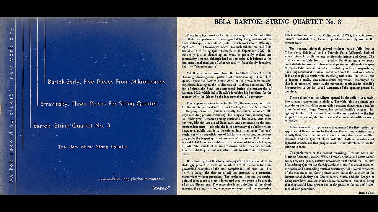 Bartók-Serly – Stravinsky – Bartók | The New Music String Quartet | 1949 | 