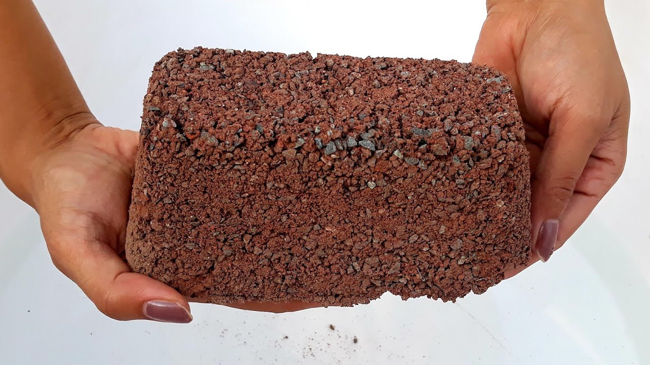 ASMR: Red Dirt Grittiest Concrete Water Crumbling || Oddly Satisfying Mouth Watering Video