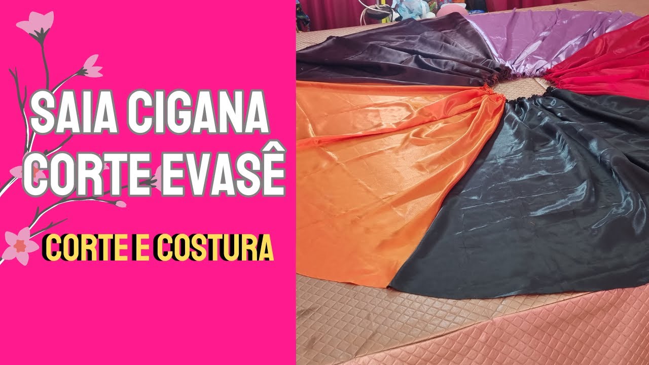 A100- Saia dança cigana com corte EVASÊ -  CORTE E COSTURA