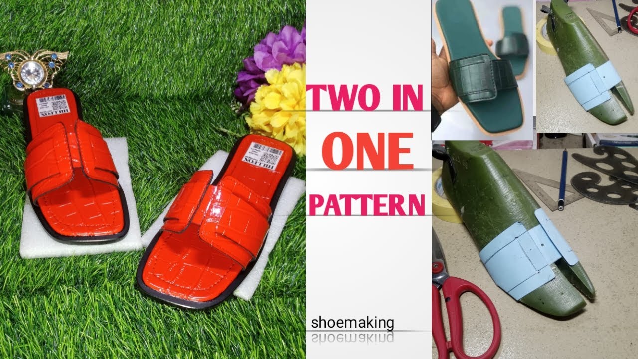 How to make pattern for this trendy unique ladies slide slippers #shoemaking #beginners