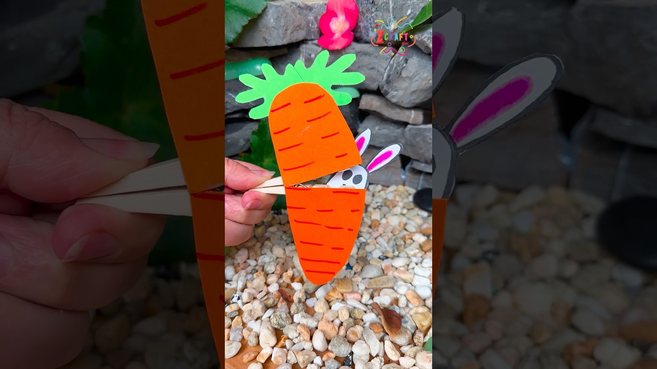 DIY Moving Paper Carrot Craft for Kids 🥕🐰 | Fun & Interactive Tutorial #diy #craft #craftyfun #kids