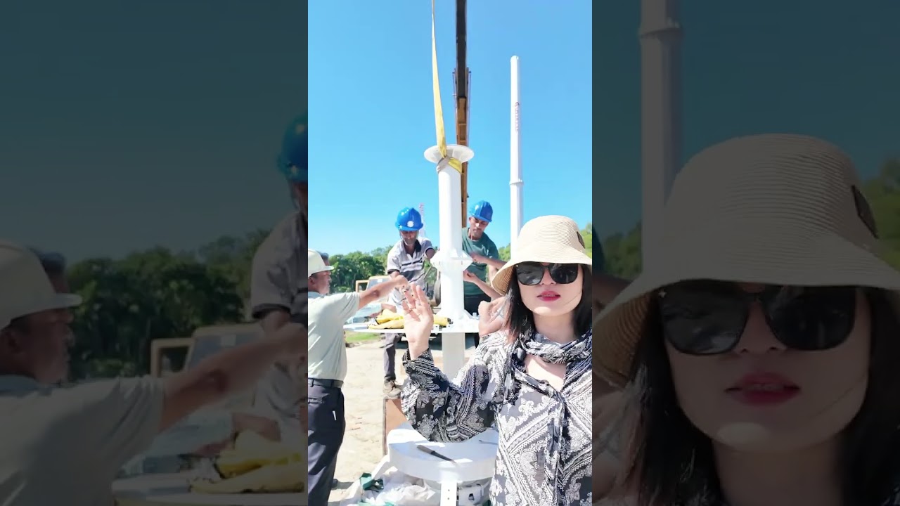 50KW vertical-axis wind turbine!The actual installation process.