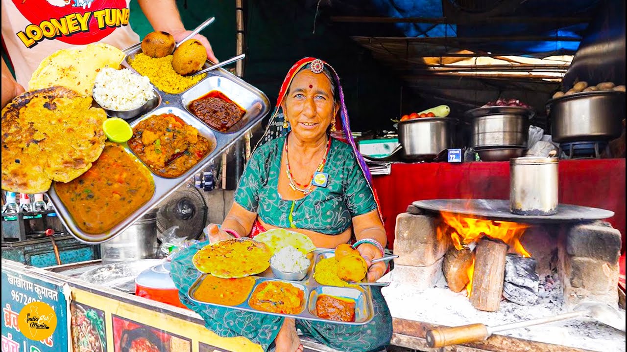 Pushkar की राजस्थानी मारवाड़ी Aunty की Unlimited 8 Items Wali राजस्थानी Thali Rs. 299 l Pushkar Food