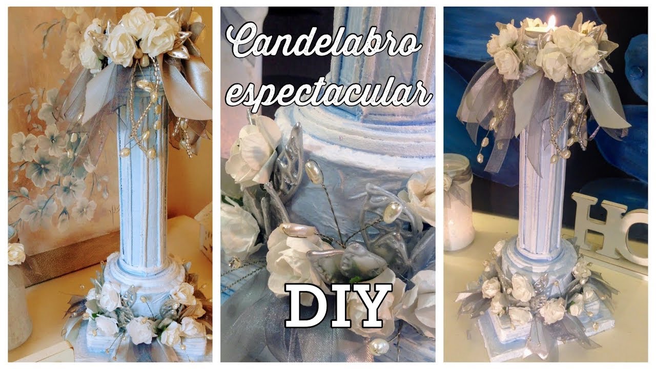 COMO HACER UN CANDELABRO, DIY, con  cartón y madera, . yobanka art