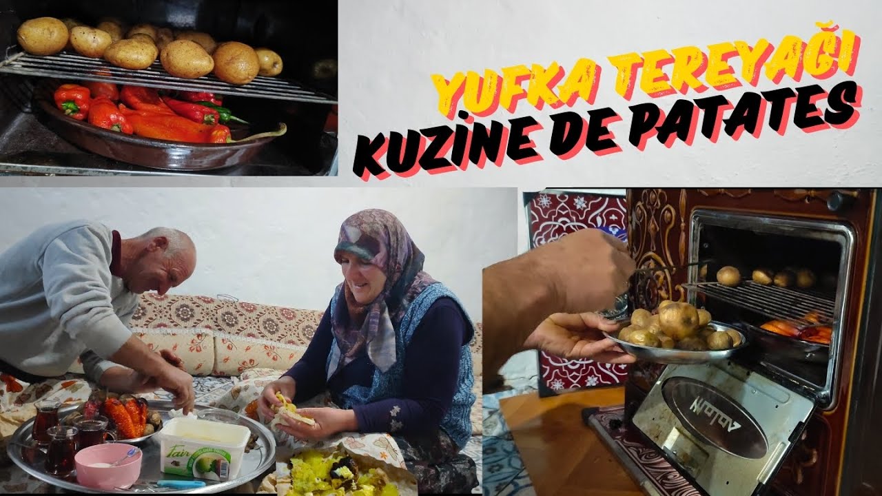 KUZİNE SOBADA SICACIK PATATES VE KAPYA BİBER KÖYDE ÜÇ KİŞİ KALDIK