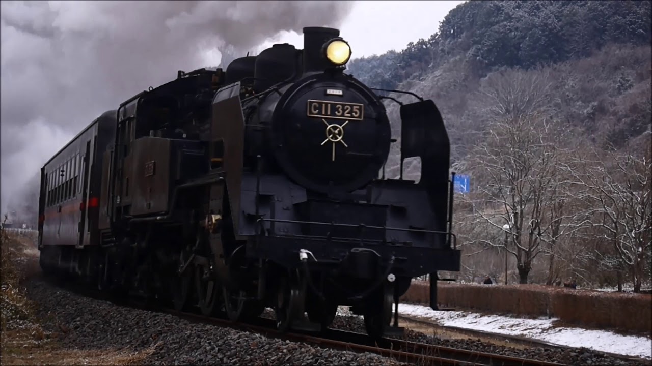 真岡鐵道 C11 325号機牽引SLもおか 雪舞う芳賀路を行く!
