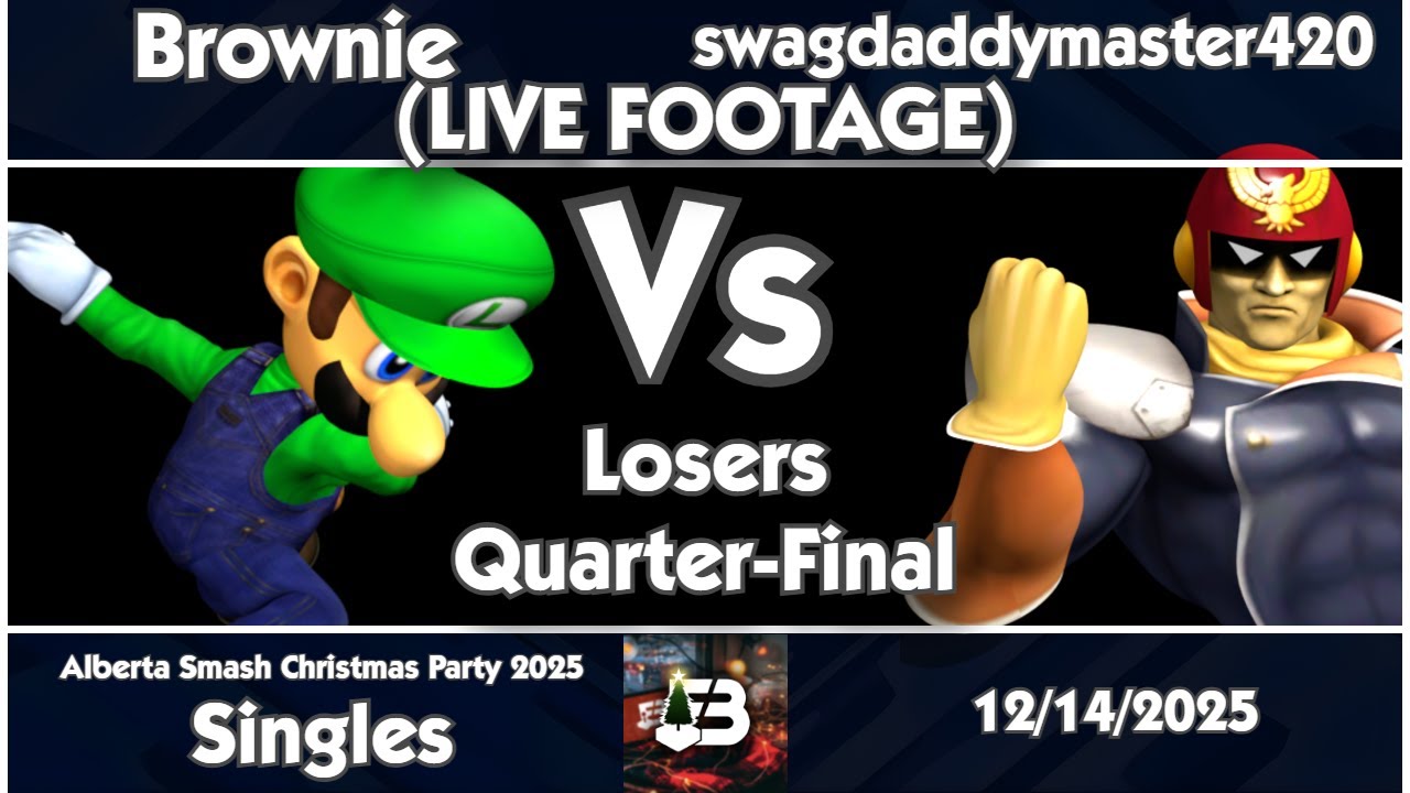 AB Smash Christmas Party - Brownie (Luigi) vs swagdaddymaster420 Melee Singles Losers Quarter-Final