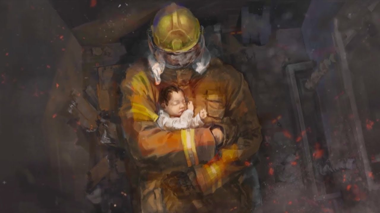 Girl salutes deceased firefighter who saved her life three years ago
