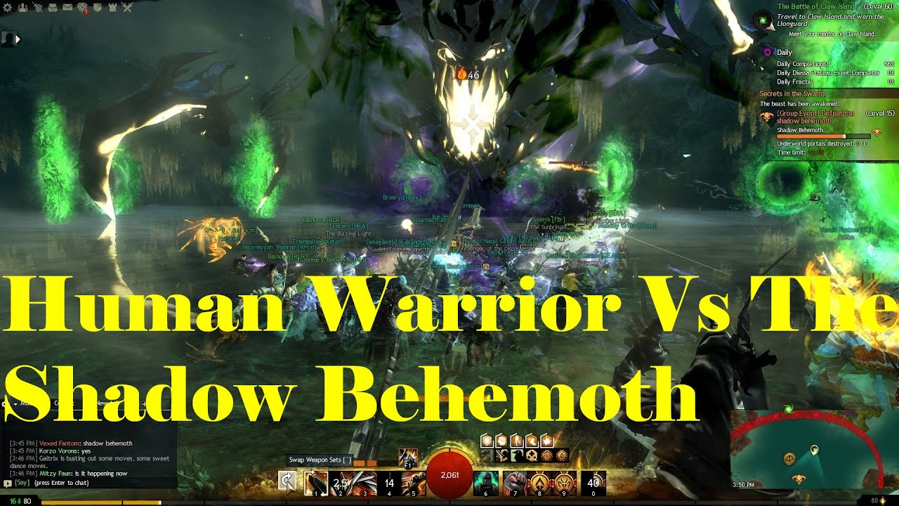 Guild Wars 2 Level 80 Human Warrior Vs Shadow Behemoth Looking Good!