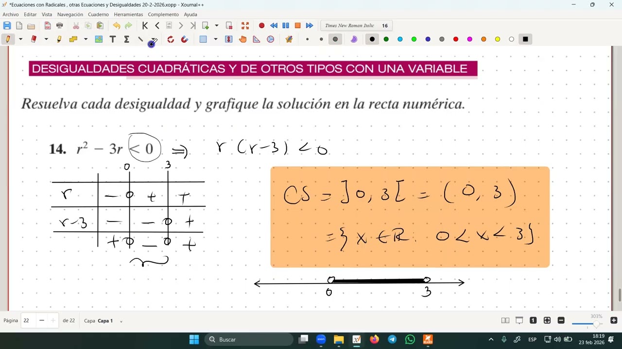 Desigualdades Cuadraticas y otros tipos de desigualdades 23 2 2026