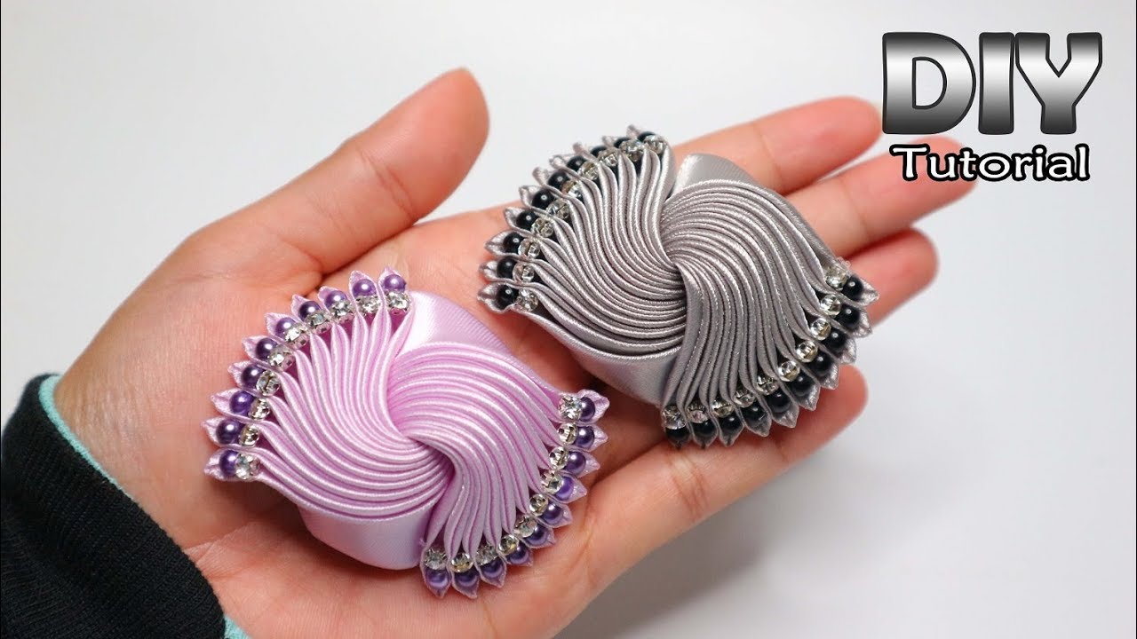 DIY - Tutorial Kanzashi Galaxy Satin Ribbon | Elegant Brooch | Gurita manja | How to make Flower