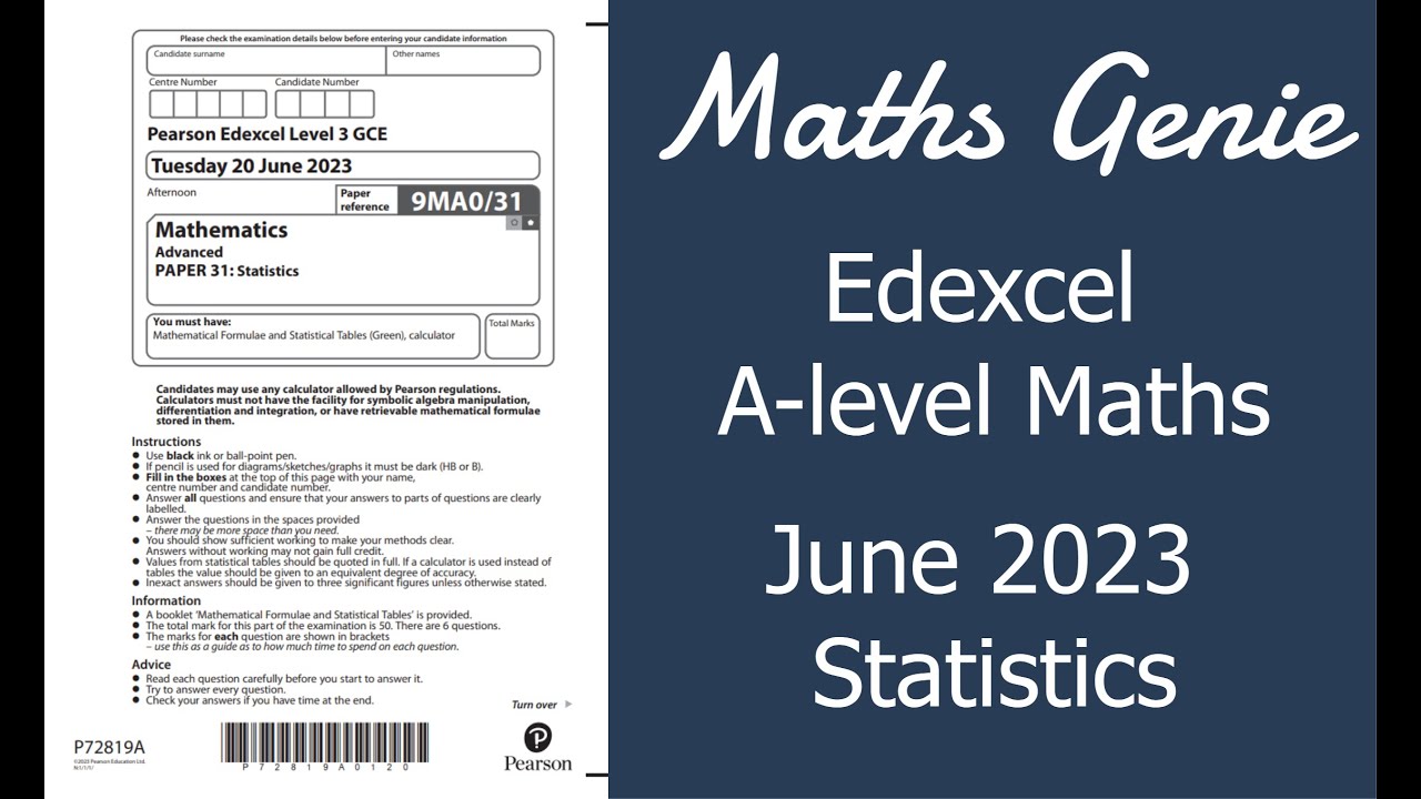 Edexcel A Level Maths Statistics Paper 2023 Exam Walkthrough