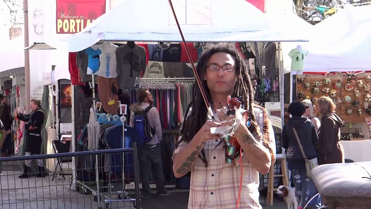 Violin Busking at Portland Saturday Market, Djinn Maury