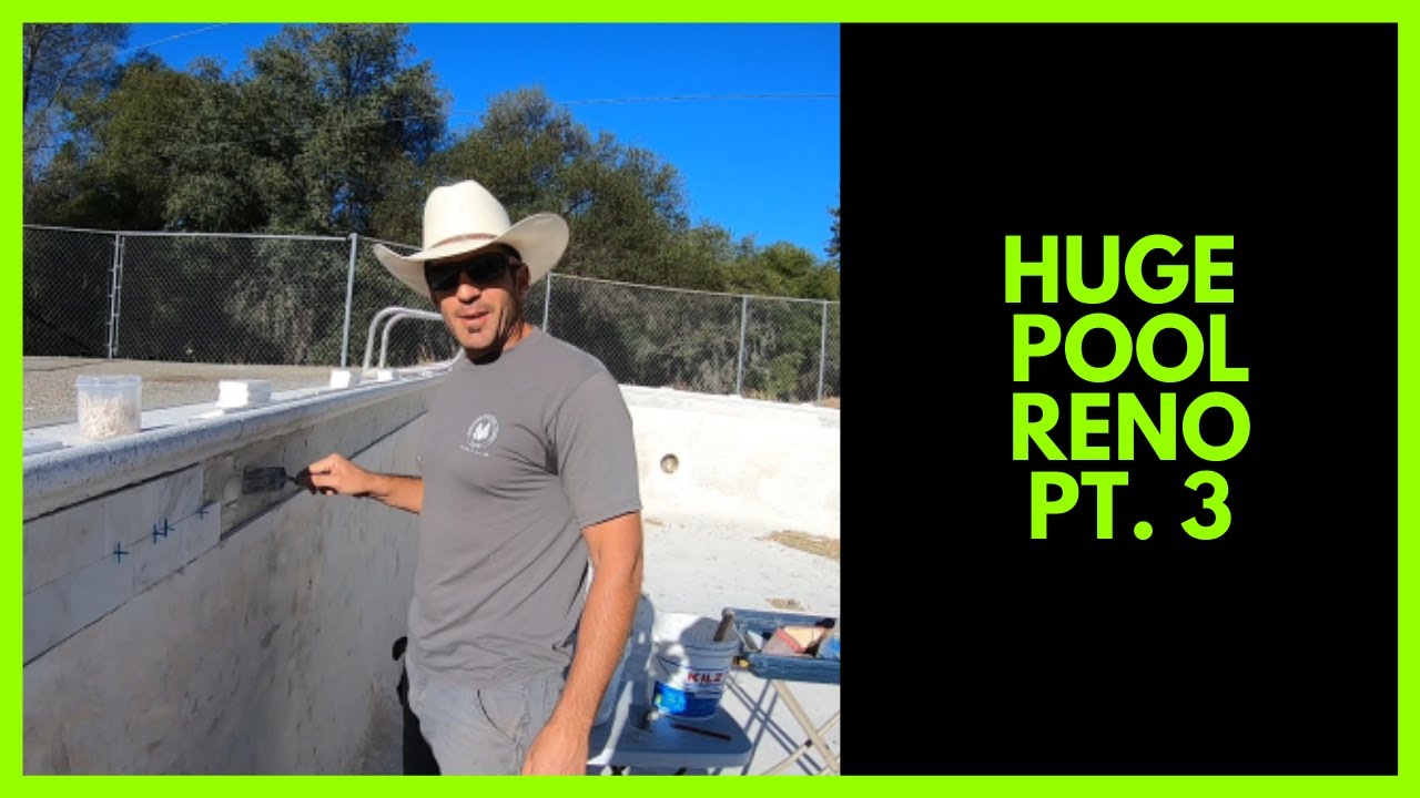 Huge Pool Renovation for Under $3,000 Part 3 - Water Line Tile