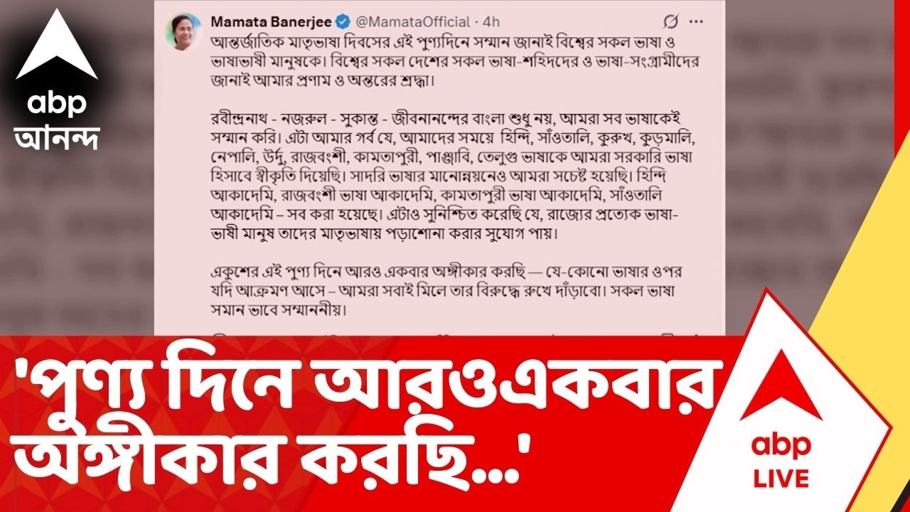 Mamata Banerjee : 'যে কোনও ভাষার ওপর আক্রমণ এলে, সবাই মিলে তার বিরুদ্ধে রুখে দাঁড়াব', বার্তা মমতার