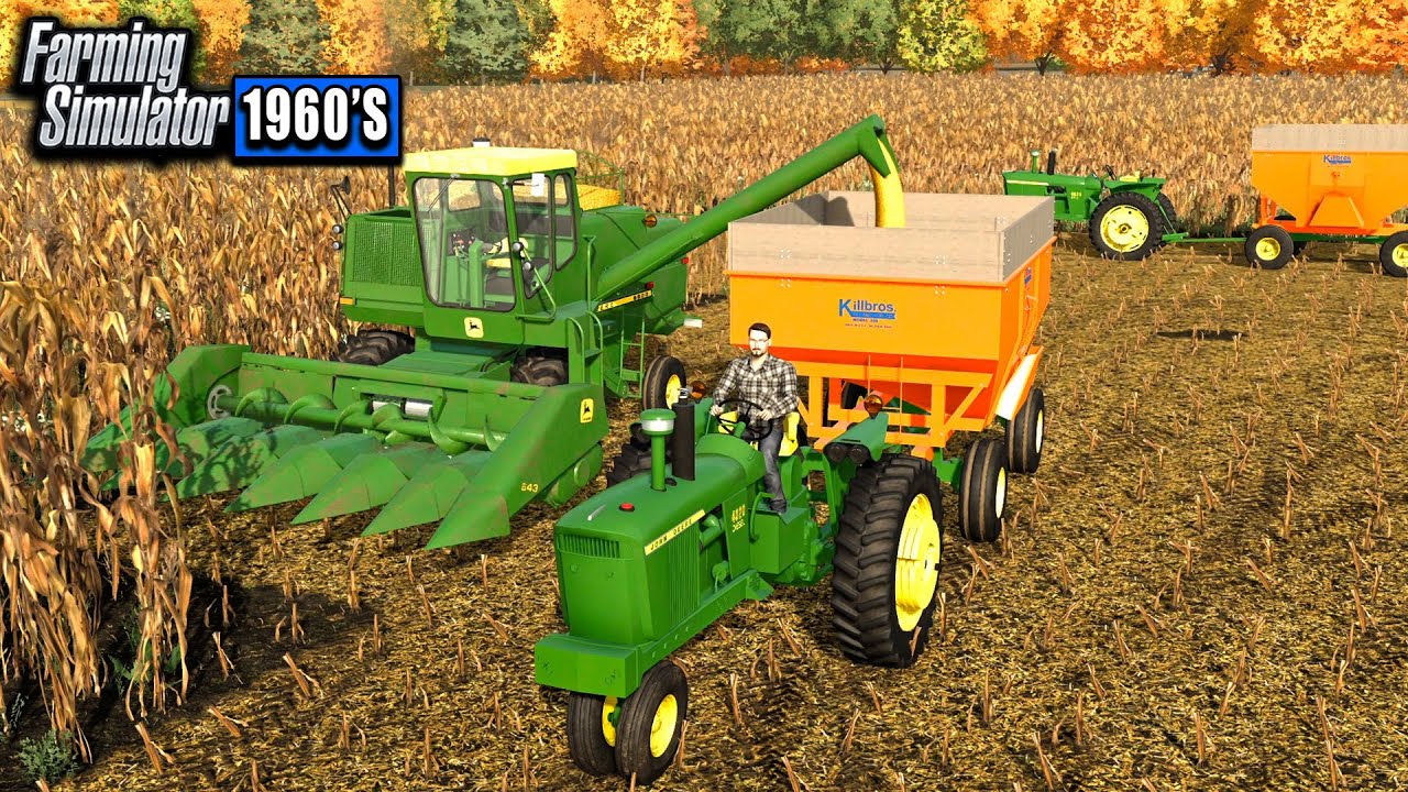 1960'S AMERICAN CORN HARVEST! (JD 6600 COMBINE) | FARMING SIMULATOR 1960'S