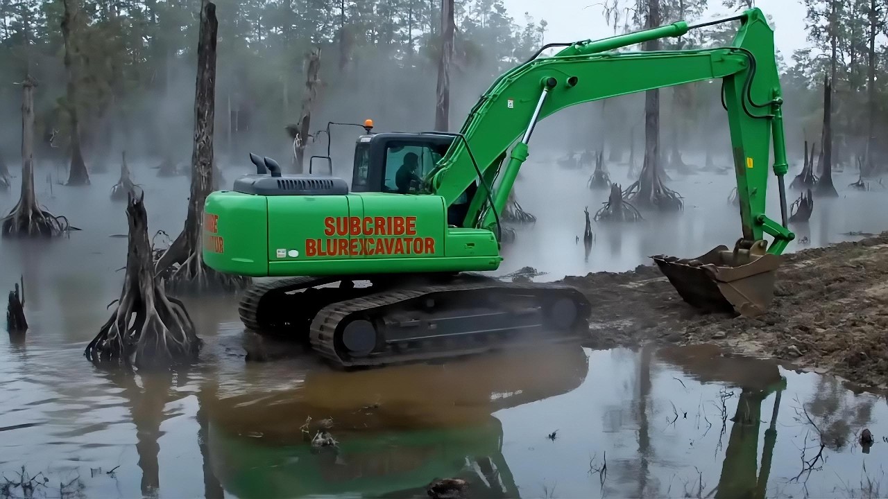 Deep Swamp - The Green Excavator Chooses the Perfect Path