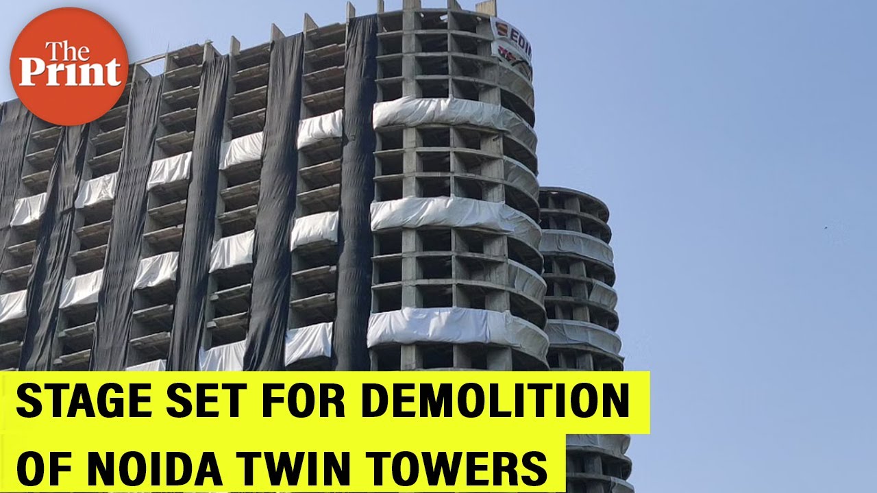 Ambulances, fire engines at site, strays evacuated &mdash; Stage set for demolition of Noida twin towers