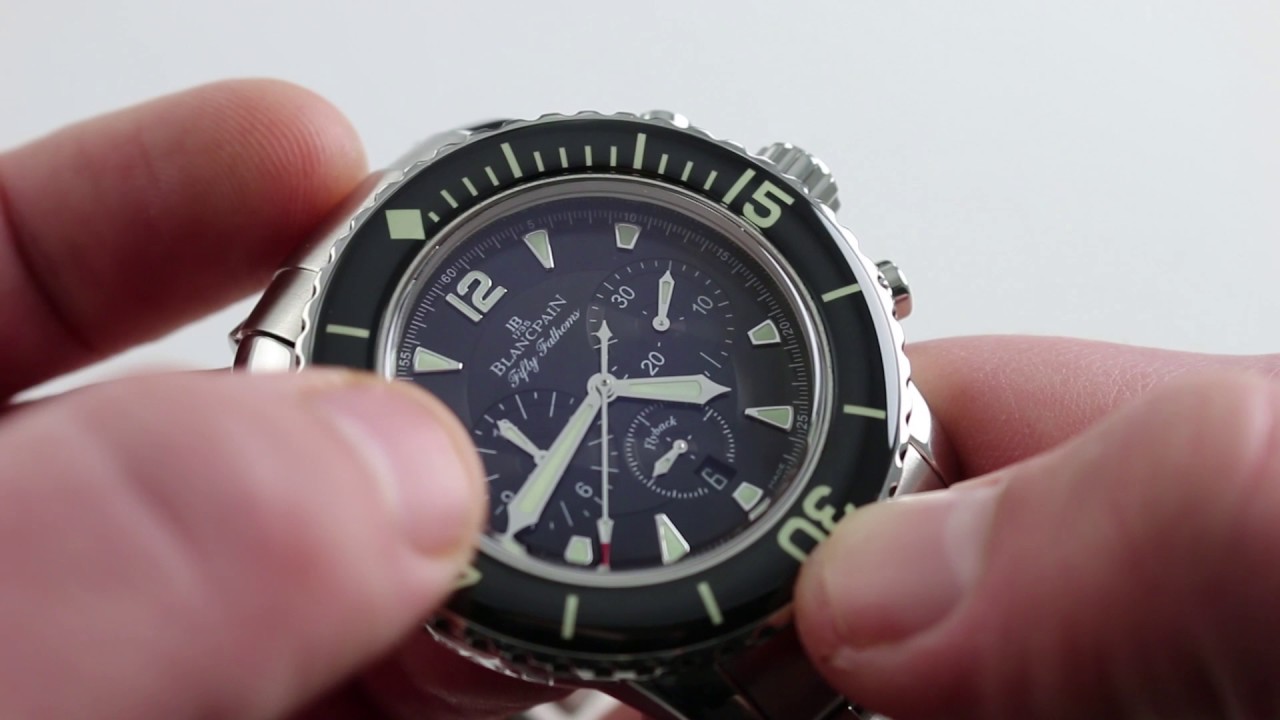 Обзор подержанных часов Blancpain Fifty Fathoms Flyback Chronograph 5085F-1130-71 класса люкс