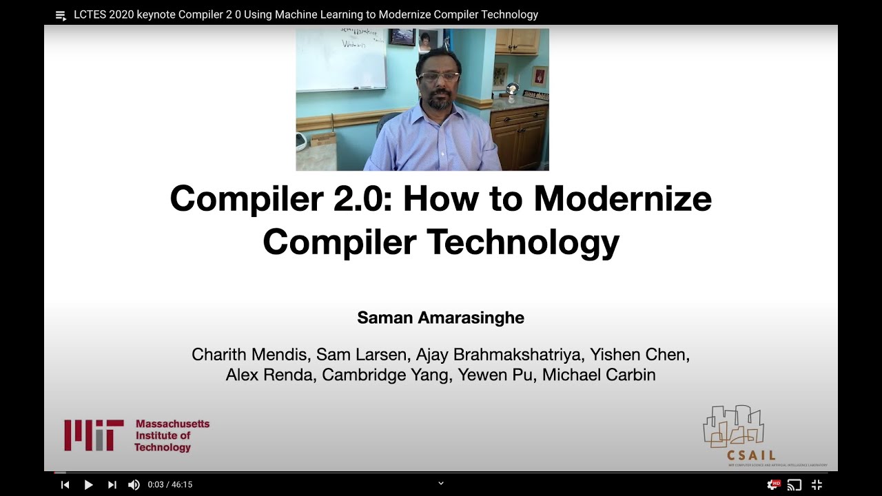 LCTES 2020 keynote Compiler 2 0 Using Machine Learning to Modernize Compiler Technology
