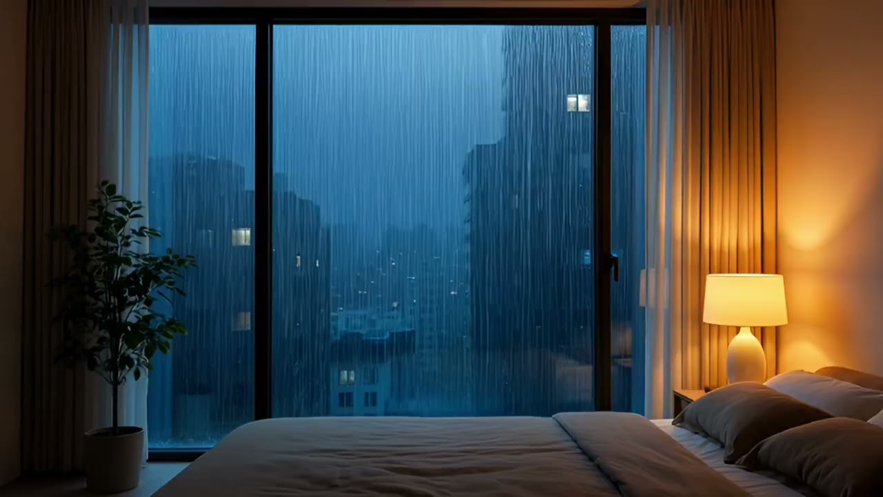 Cozy Bedroom Rain Sounds 🌧️ Thunderstorm for Relaxing Sleep